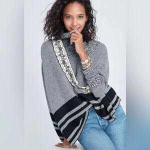 Anthropologie Maeve Keisha Poncho Sweater in Black